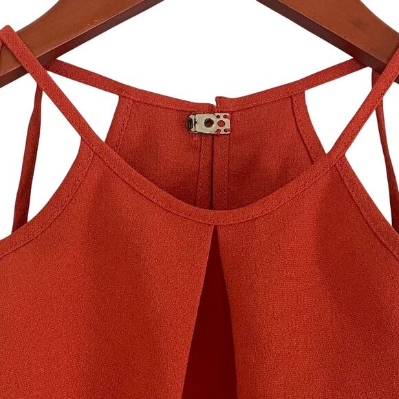 Burnt Orange Racerback Cami, Clasp Closure, High Neck, Double Spaghetti Strap, S - Picture 2 of 11